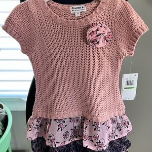 Blueberi Boulevard Pink Casual Dress with Floral Accents